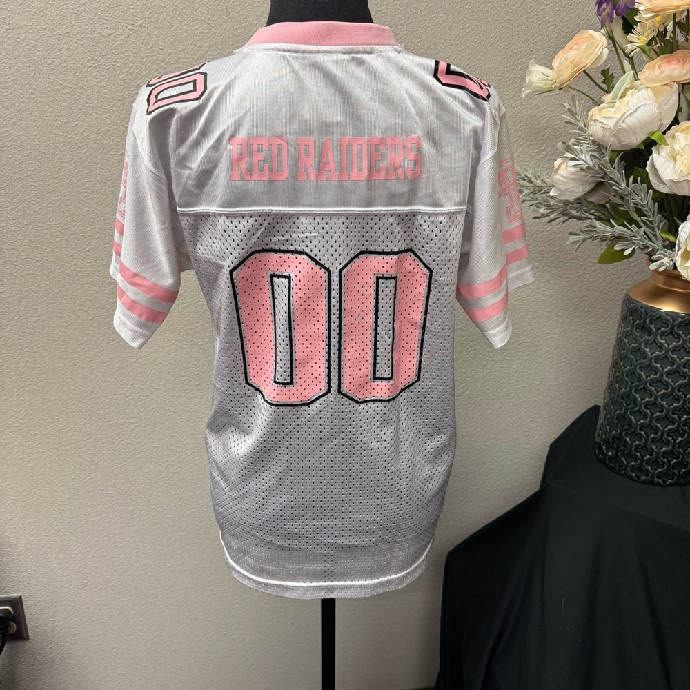 Pink Red Raiders Mesh Football Jersey XL • V-Neck Game Day Collegiate Top - Picture 3 of 8